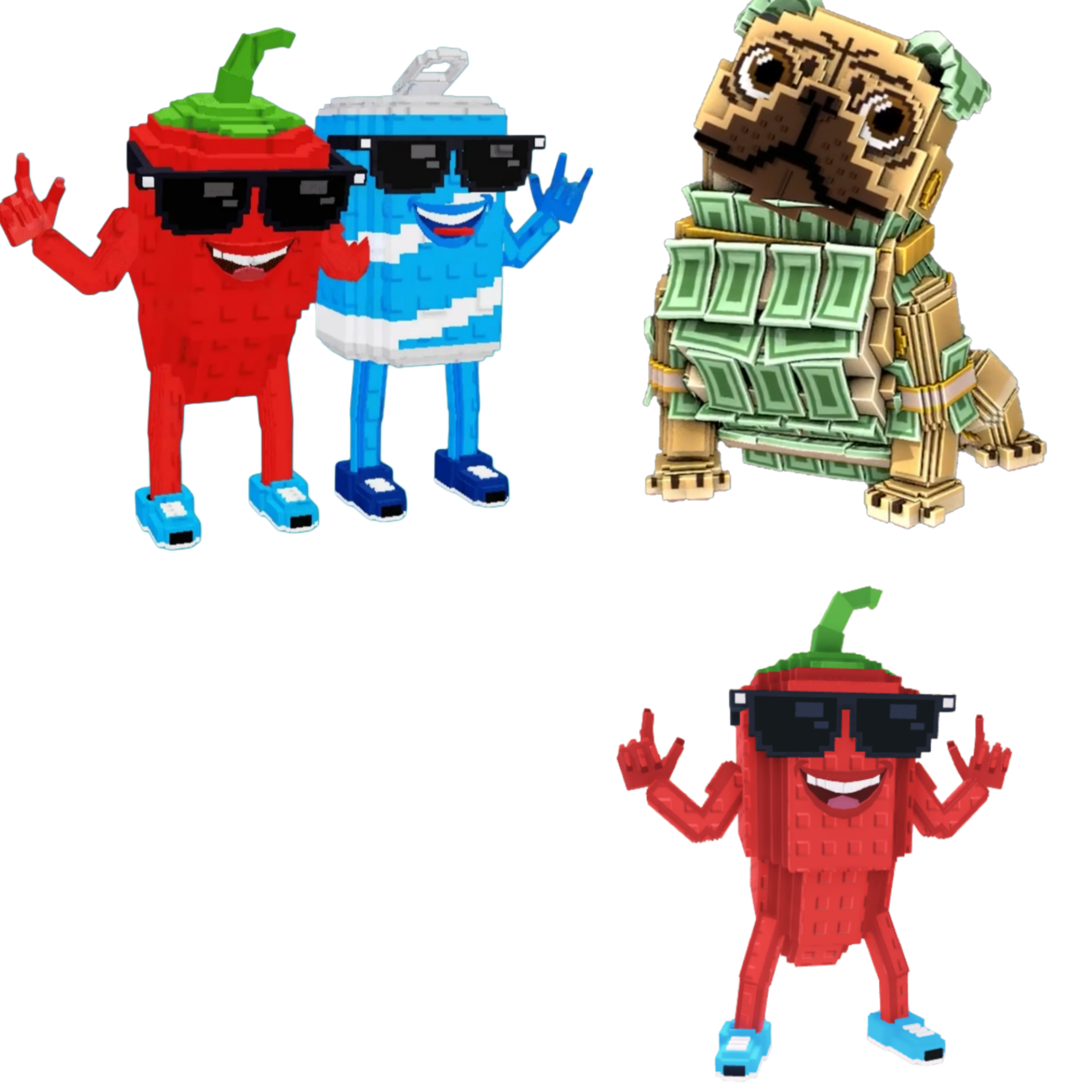 [BUNDLE] - 😹 1x Swaggy Bros 😹 1x Chillin Chili 😹 1x Money Money Puggy